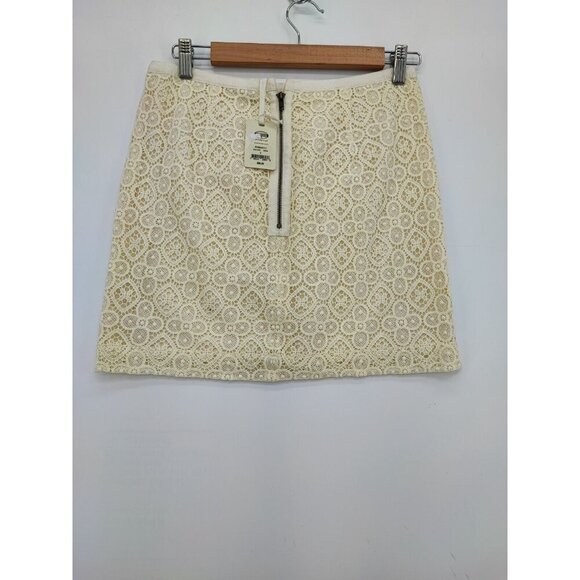 Fossil Evan Beautiful 100% Cotton Cream Lace Skirt Size 2 - Picture 2 of 10
